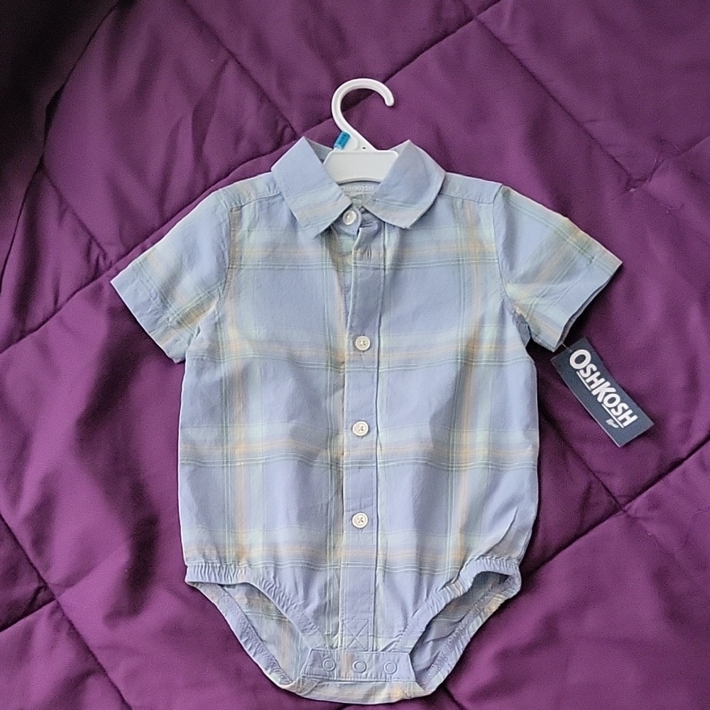 OshKosh B'gosh Light Blue Plaid Onesie